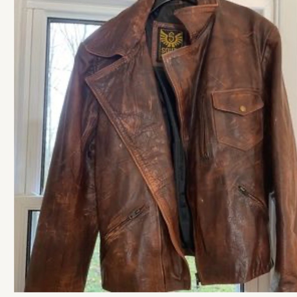 South Beach Leather Distressed Brown Coat For Chris